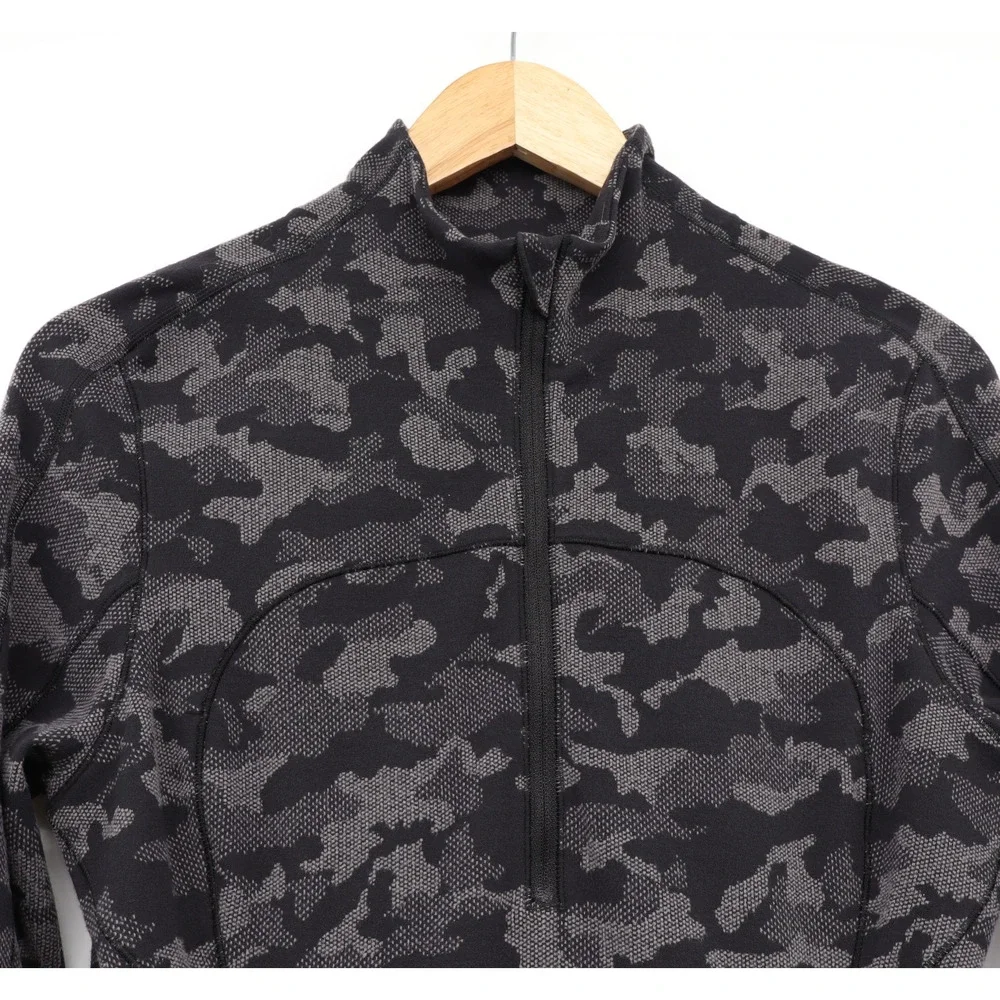 Lululemon Run Briskly 1/2 Zip Heritage 12 Camo Jacquard Black Lunar Rock